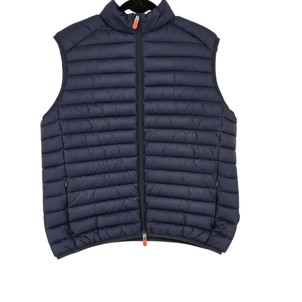 NWOT Save The Duck Navy Blue Adam Quilted Full Zip Puffer Vest W/ Pockets Size L